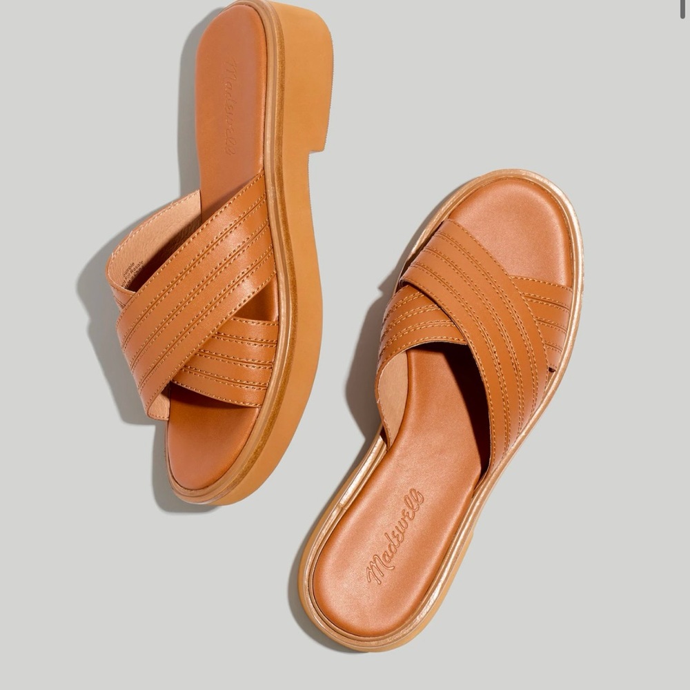 Madewell Alina platform Tan Sandals with Crisscross Straps